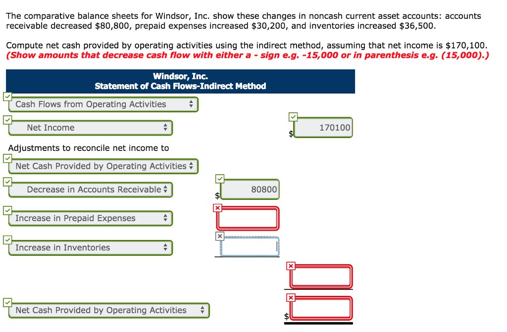 The comparative balance sheets for Windsor, Inc. show these changes in