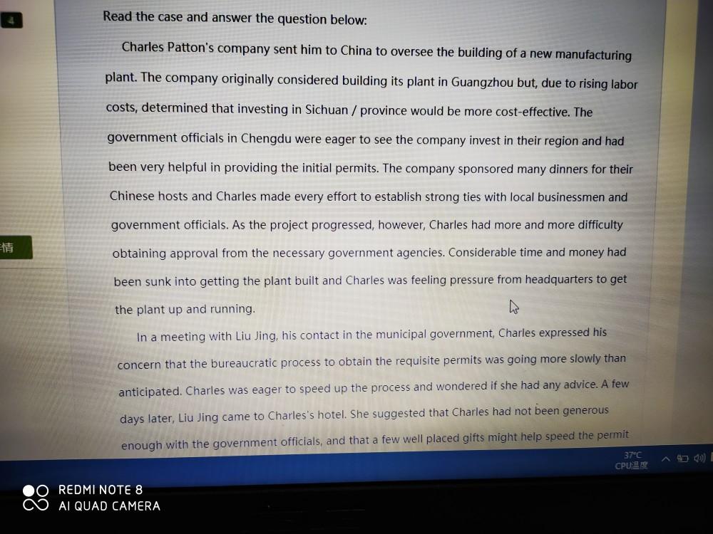  business environment Read the case and answer the question below: Charles