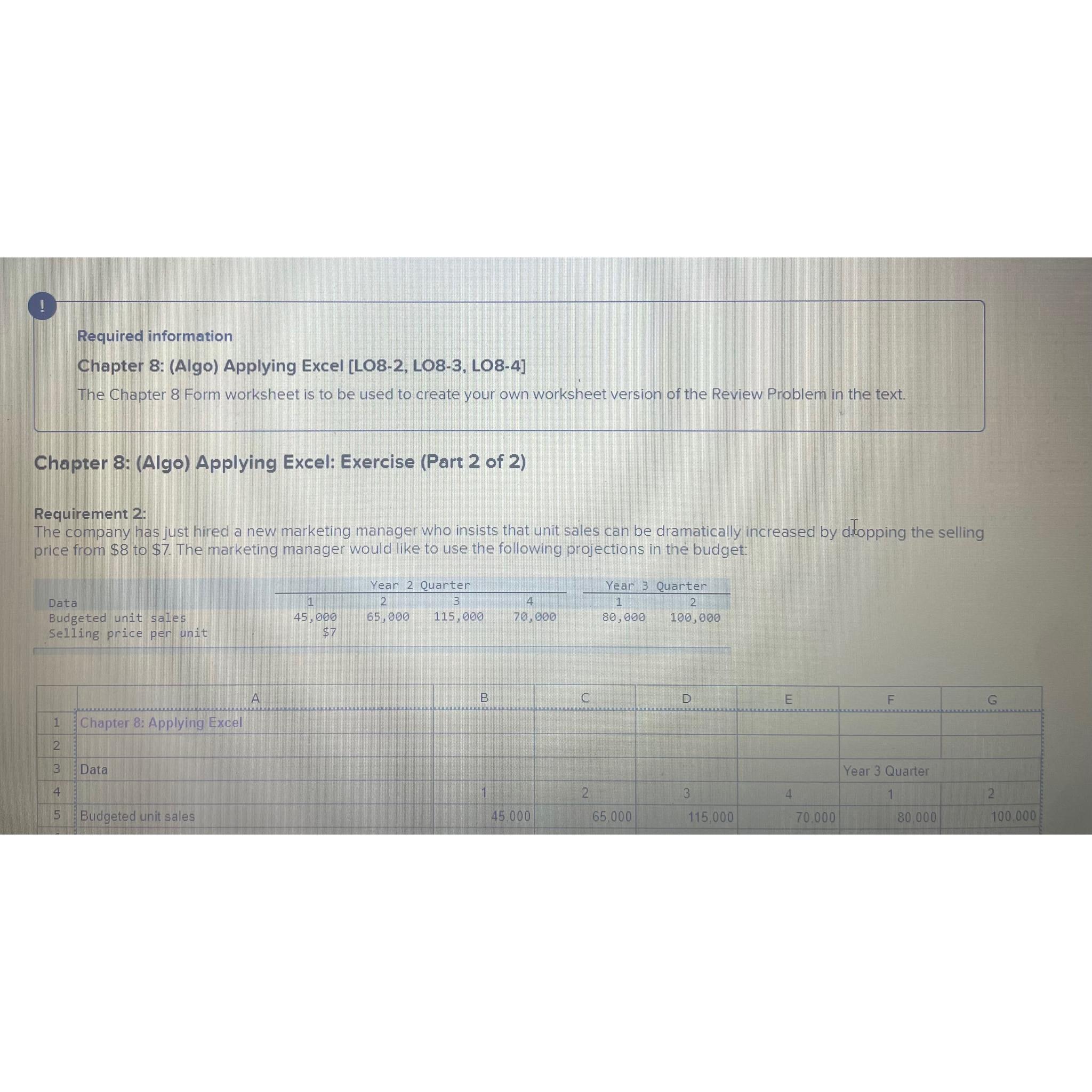  I Required information Chapter 8: (Algo) Applying Excel [LO8-2, LO8-3, LO8-4]