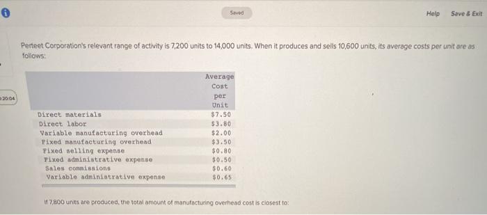  6 Saved Help Save & Exit Perteet Corporation's relevant range of