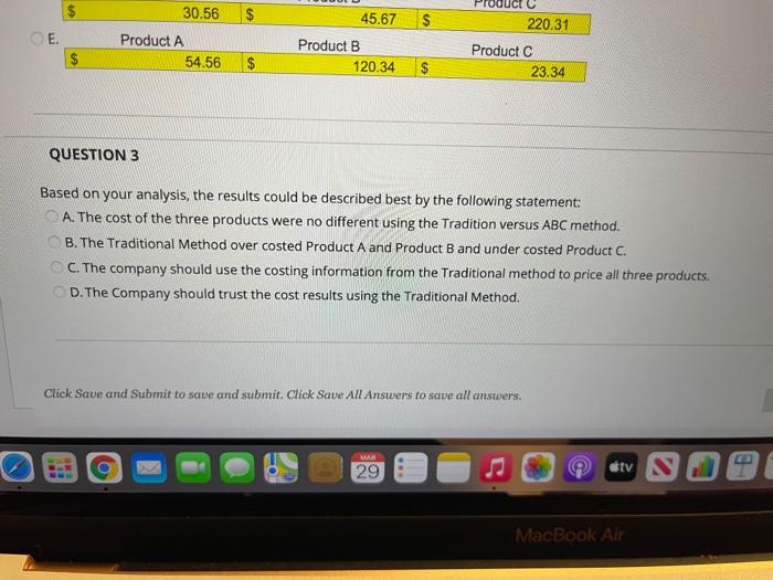 (PROJECTED) FOR YEAR 202X E 3 Product A 4 Units To Be
