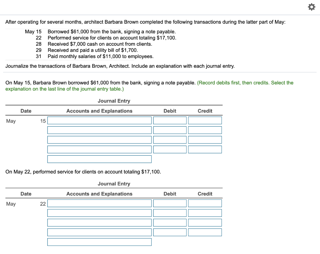  After operating for several months, architect Barbara Brown completed the following