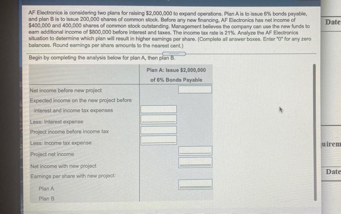  need help on all 3 parts Date COLE AF Electronics is