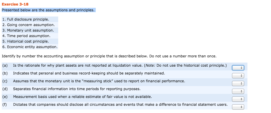  Presented below are the assumptions and principles. 1. Full disclosure principle.