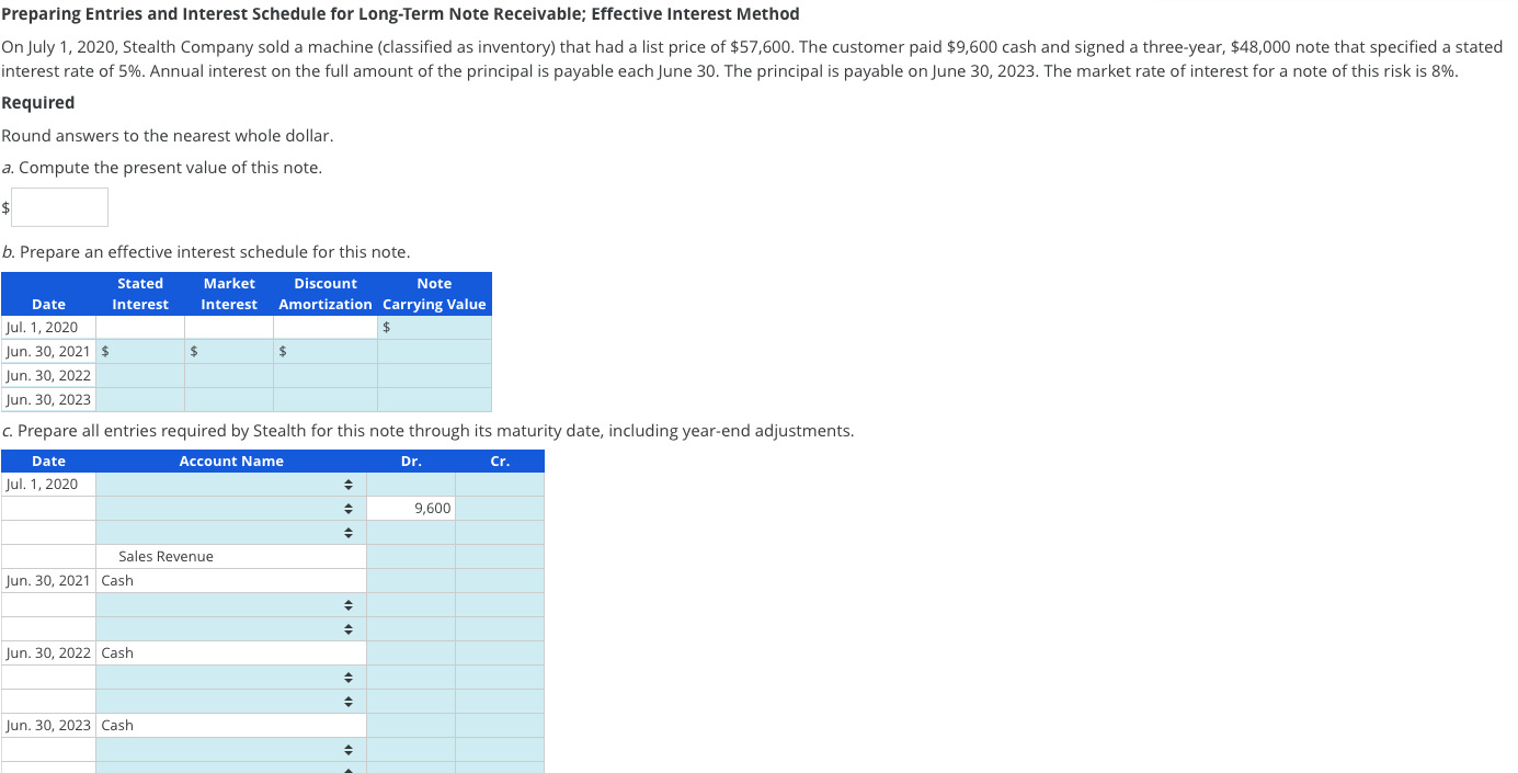  Preparing Entries and Interest Schedule for Long-Term Note Receivable; Effective Interest