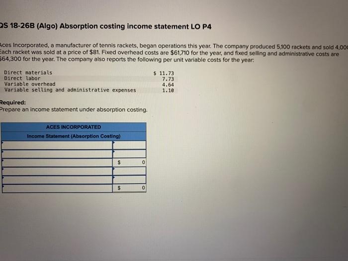 Incorporated, a manufacturer of tennis rackets, began operations this year. The company