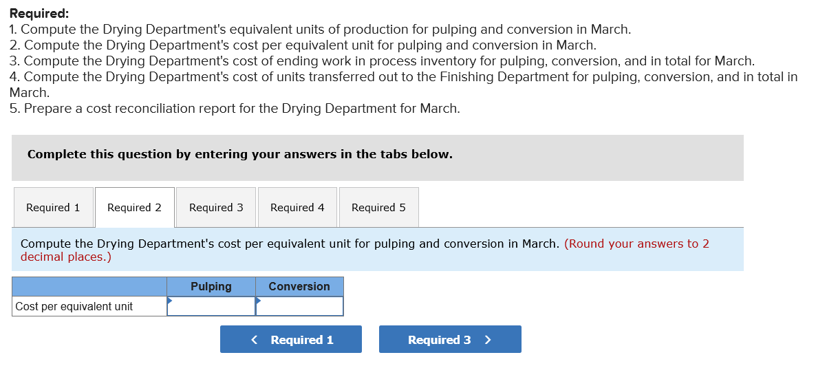 production departments-Pulping, Drying, and Finishing. In the Pulping Department, raw materials such