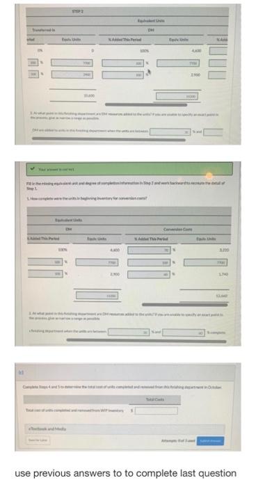 th. use previous answers to to complete last question Answer C plz