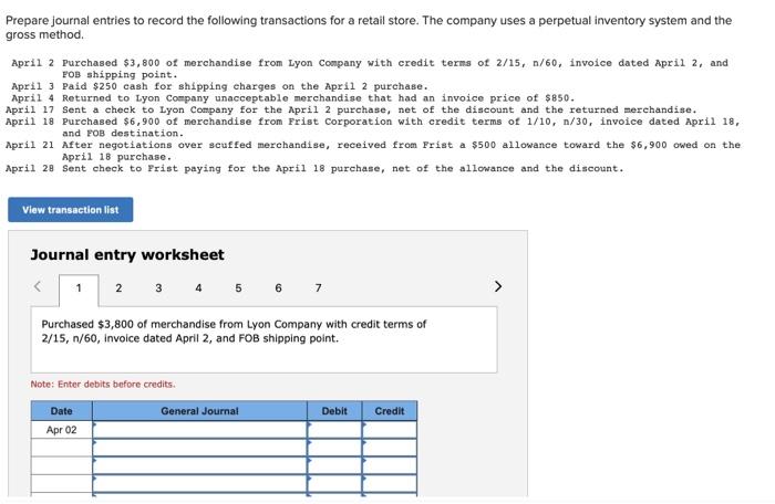 help do the 7 journal entries for each date please!! Prepare journal