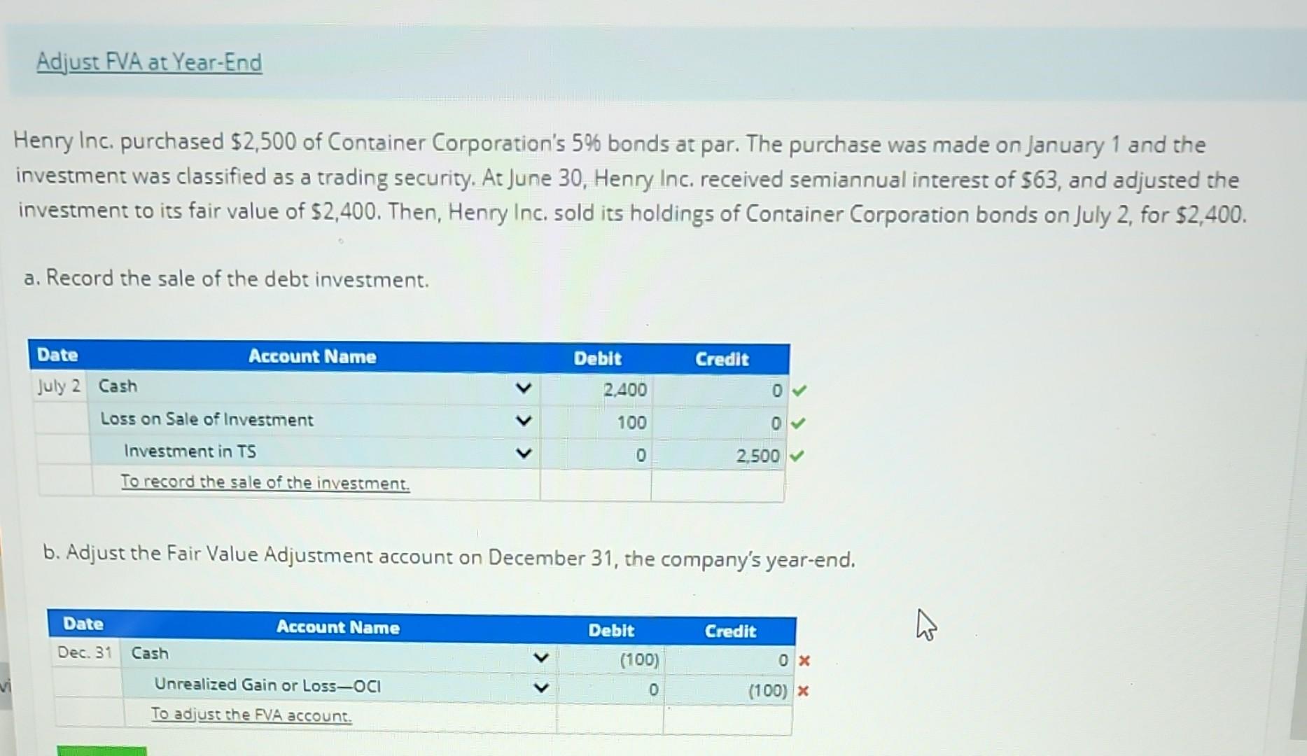 pls help with b) drop menu sections below Henry Inc. purchased $2,500
