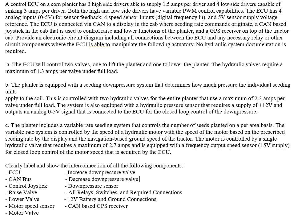 Please answer all the questions clearly A control ECU on a corn