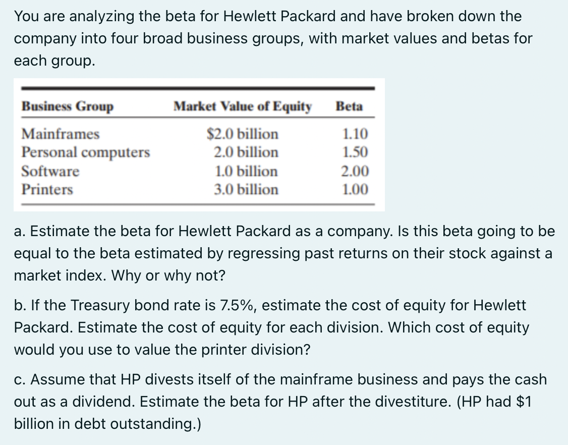  Please answer each question in detail. You are analyzing the beta