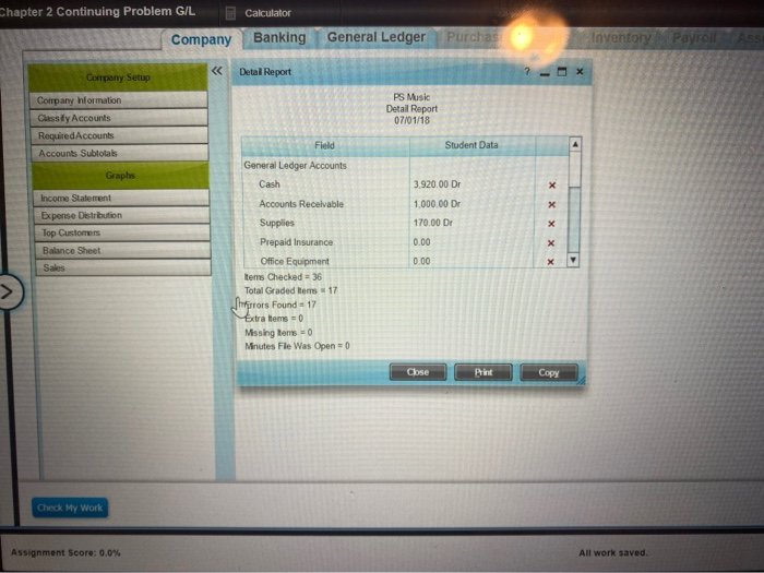  Chapter 2 Continuing Problem G/L Calculator Company Banking General Ledger Purchas