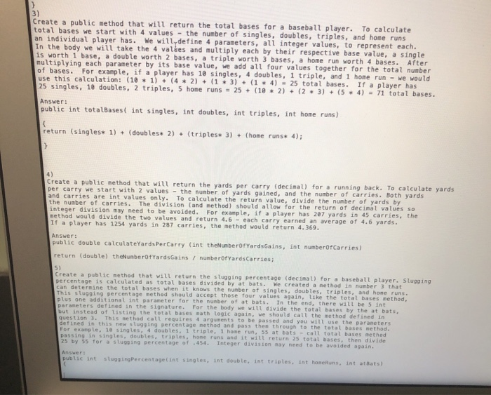  3) Create a public method that will return the total bases