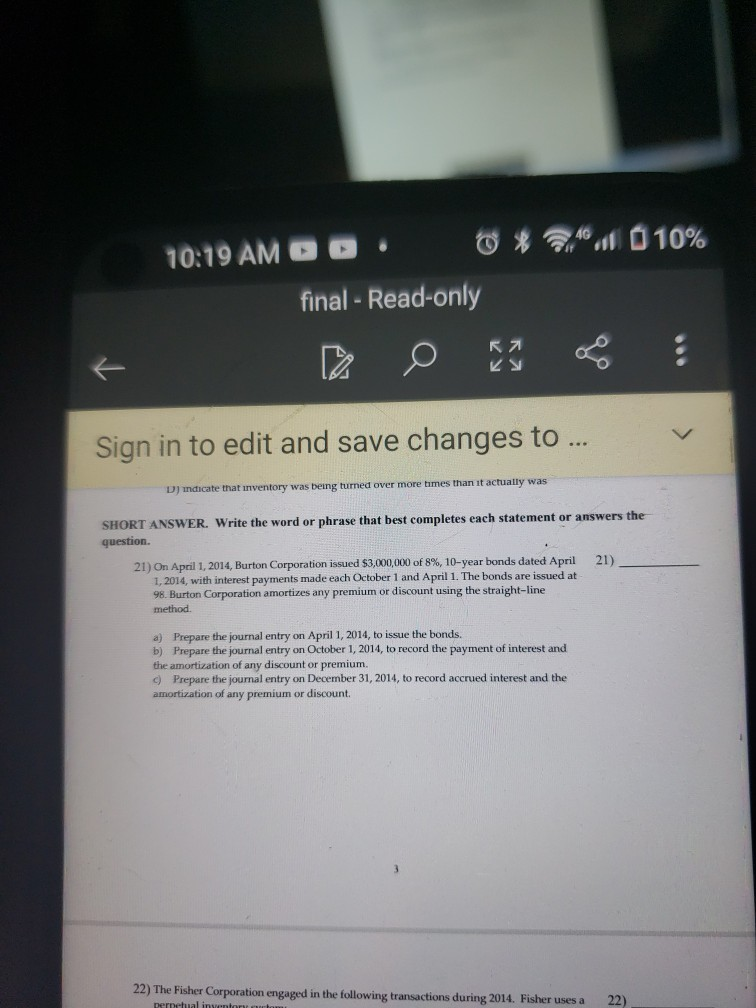 * 1 10% 10:19 AM O final - Read-only o R2