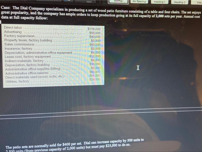  Normal No Spacing Heading 1 Heading 2 Title Case: The Dial
