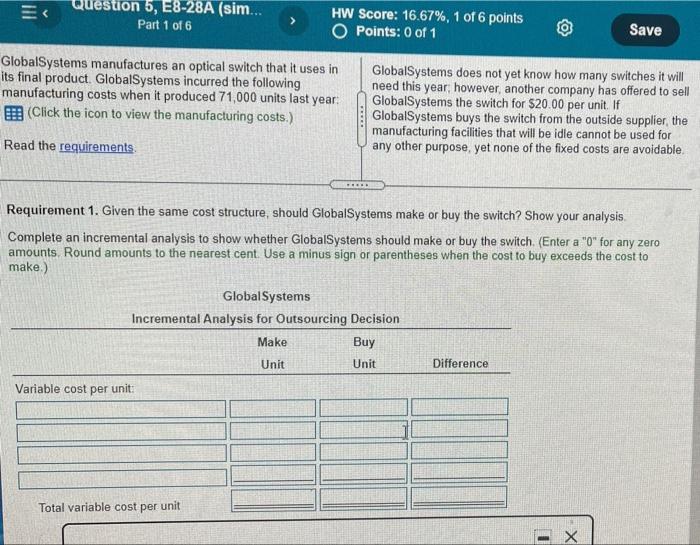 chapter 8 question 5 stion 5, E8-28A (sim... Part 1 of 6