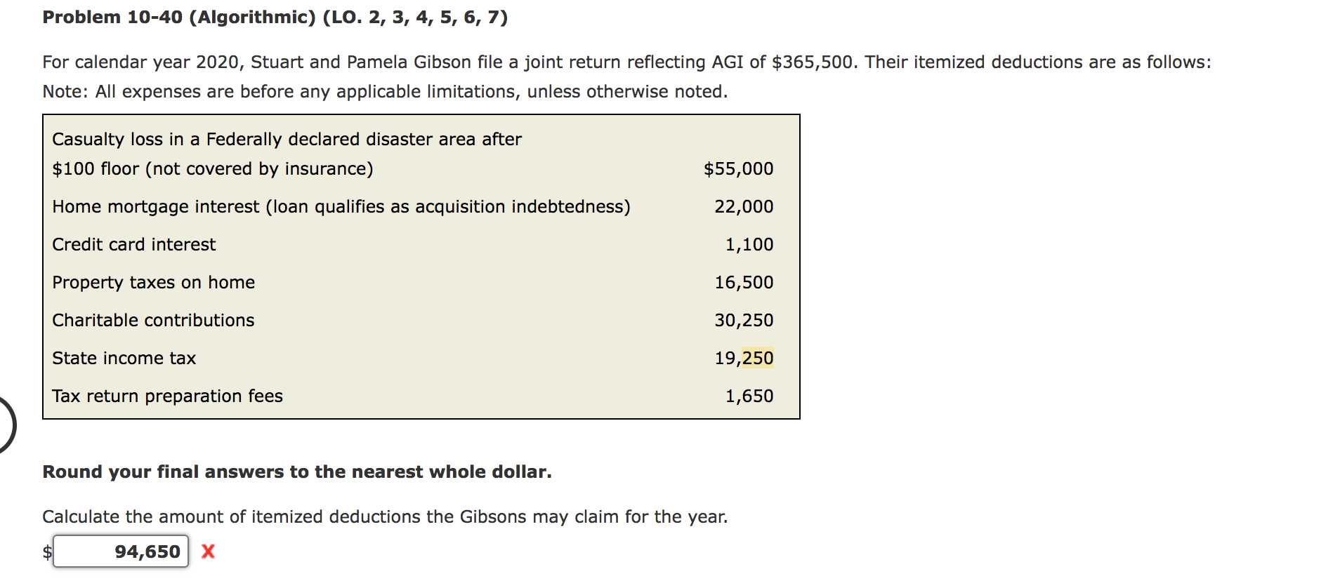  Problem 10-40 (Algorithmic) (LO. 2, 3, 4, 5, 6, 7) For