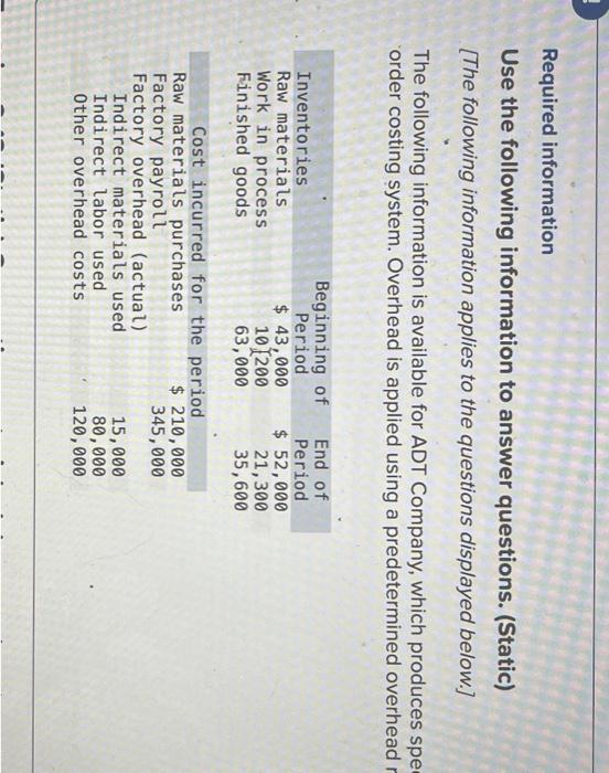 question: help: OH rate is 70% Required information Use the following information