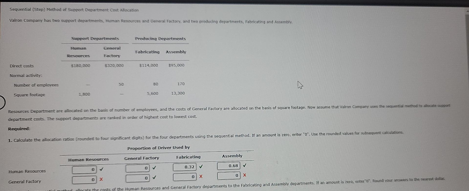  Sequential (Step) Method of Support Department Cost Allocation Valron Company has