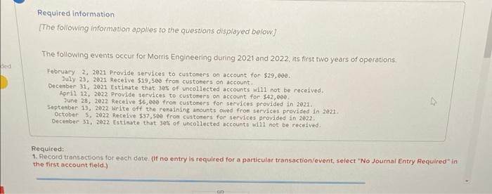 Please help me solve this. Required information The following information applies to