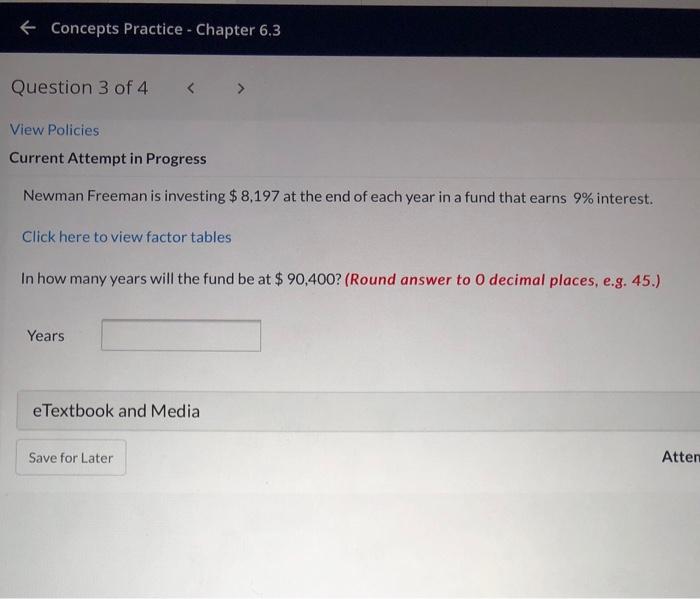  + Concepts Practice - Chapter 6.3 Question 3 of 4 View