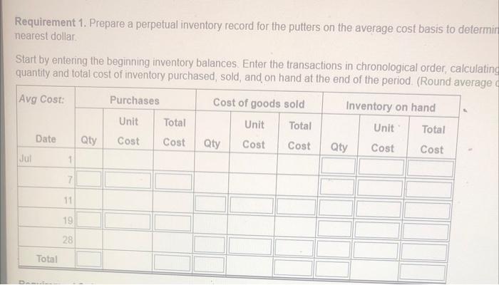 uses the average cost method and a perpetual inventory system. The sales