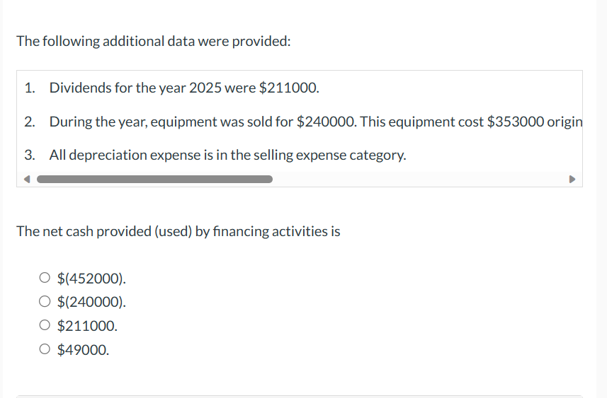 This equipment cost $353000 origin 3. All depreciation expense is in the