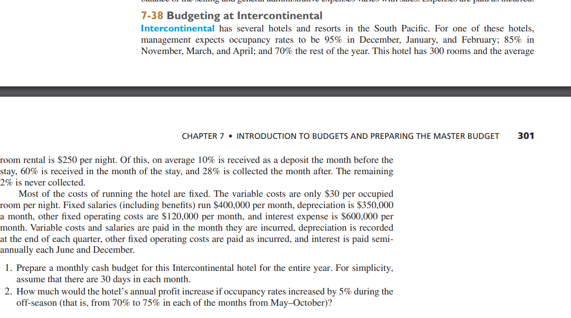  7-38 Budgeting at Intercontinental Intercontinental has several hotels and resorts in