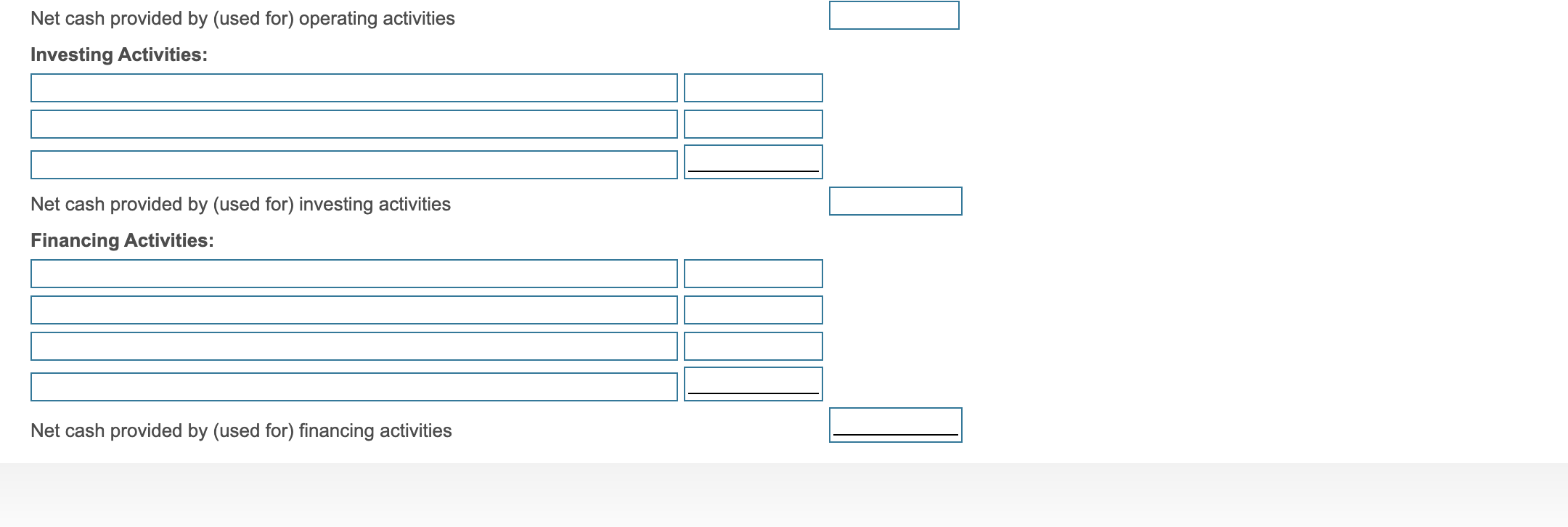 data from the company's records for the year just ended December 31: