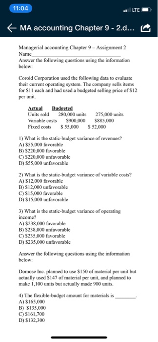  11:04 . LTE E MA accounting Chapter 9 - 2.d... Managerial