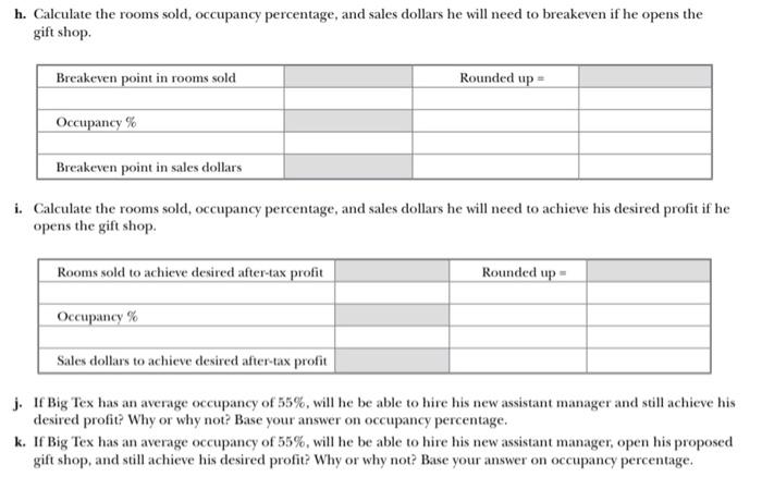 Inn 200 365 Number of rooms Days open per year Average number