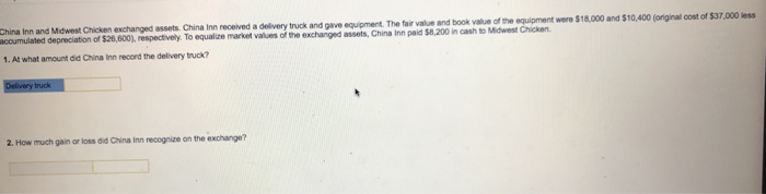  Answer and Explain please China Inn and Midwest chicken exchanged assets.