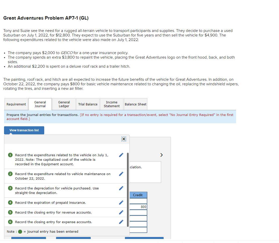 please read carefully as you must complete the transaction list first in