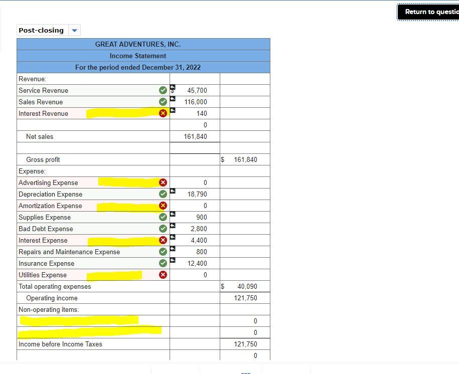 order to calculate the income statement and balance sheet. **Note that in