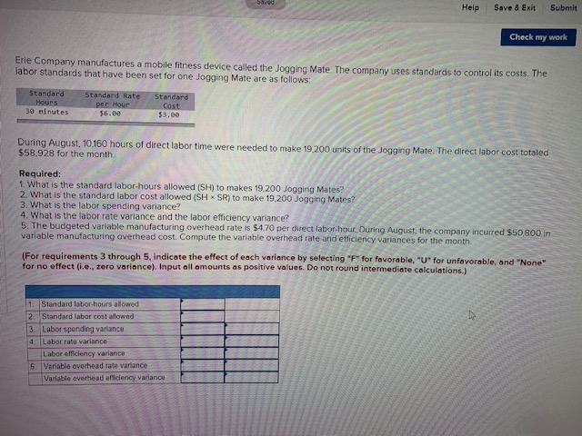 Sed Help Save & Exit Submit Check my work Erie Company