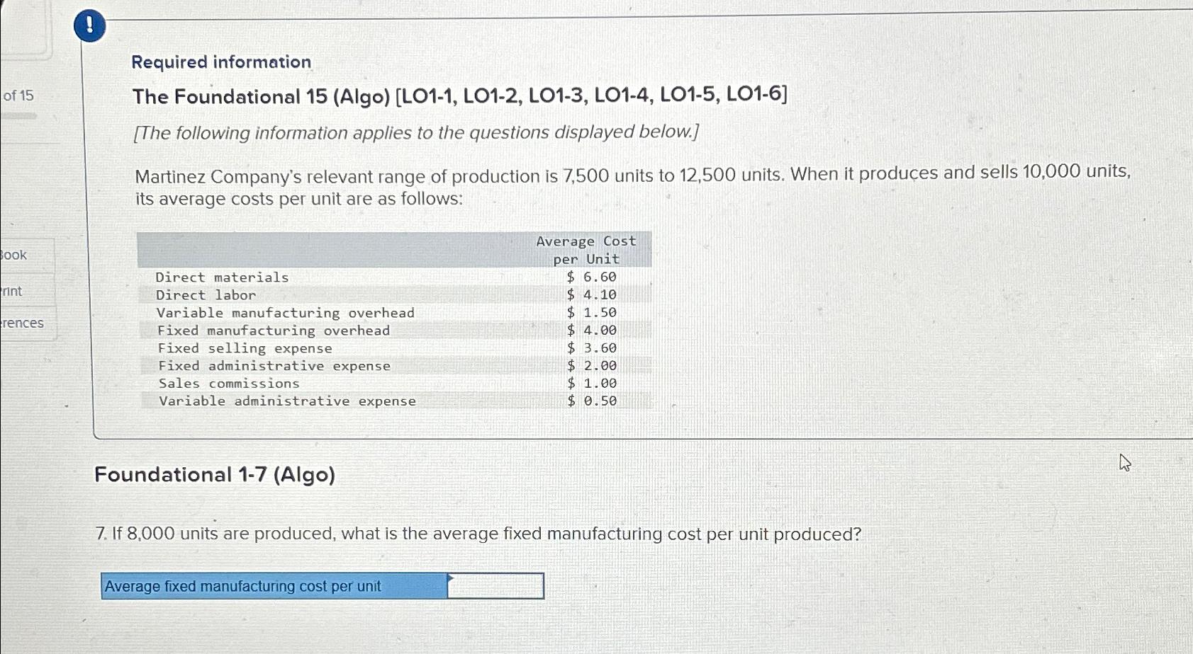 ! Required information The Foundational 15(Algo)[LO1-1, LO1-2, LO1-3, LO1-4, LO1-5, LO1-6]