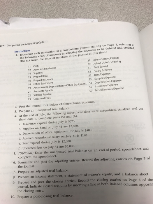 Complete accounting cycle OBJ. 4,5 For the past several years, Jolene Upton