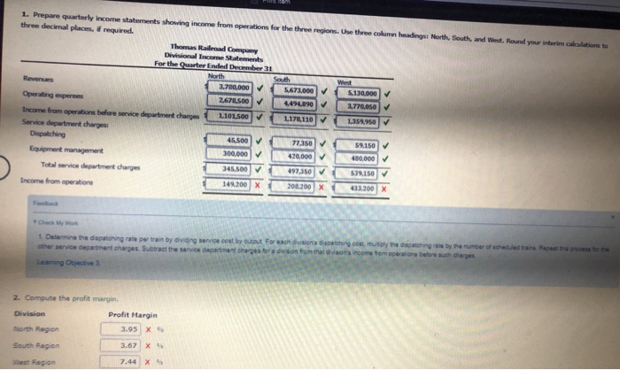 Service Company Thomas Railroad Company organizes its three divisions, the North (N).