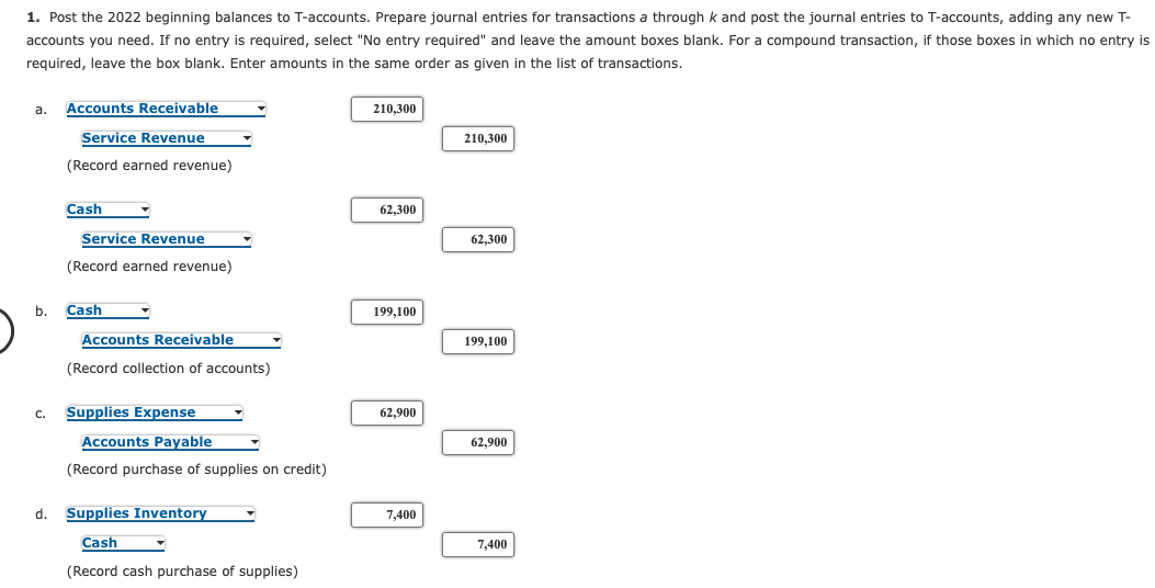 horses. The account balances at the beginning of 2022 were: Cash $