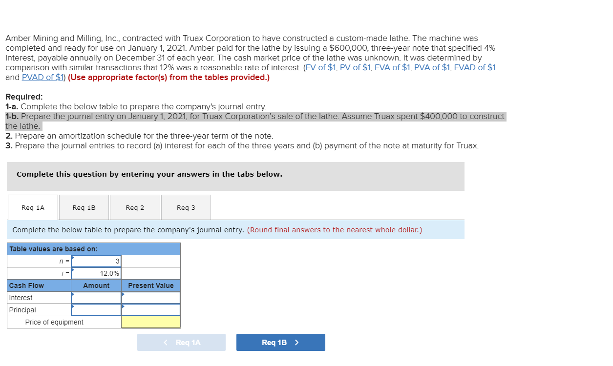 for the three-year term of the note. (Round intermediate calculations and final