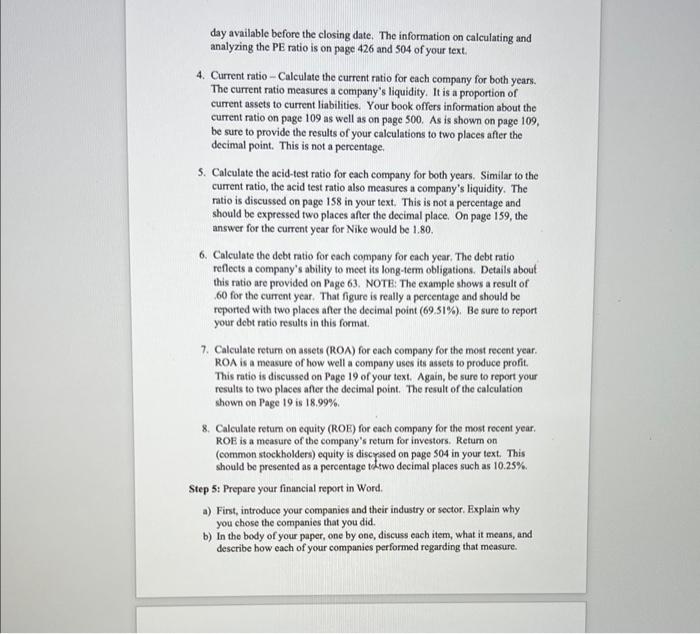 companies. You may pick any two companies - examples are included at