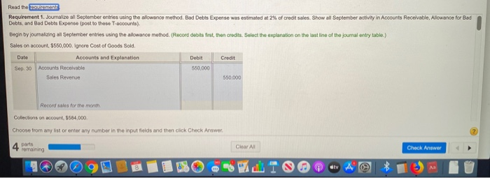 in Accounts Receivable and a $5,600 credit balance in Allowance for Bad
