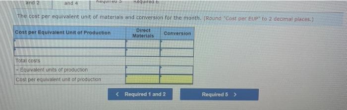 its products, Information for the company's first production process September follows. Assume