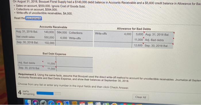 Expense and show their balances at September 30, 2018. (Enter the beginning