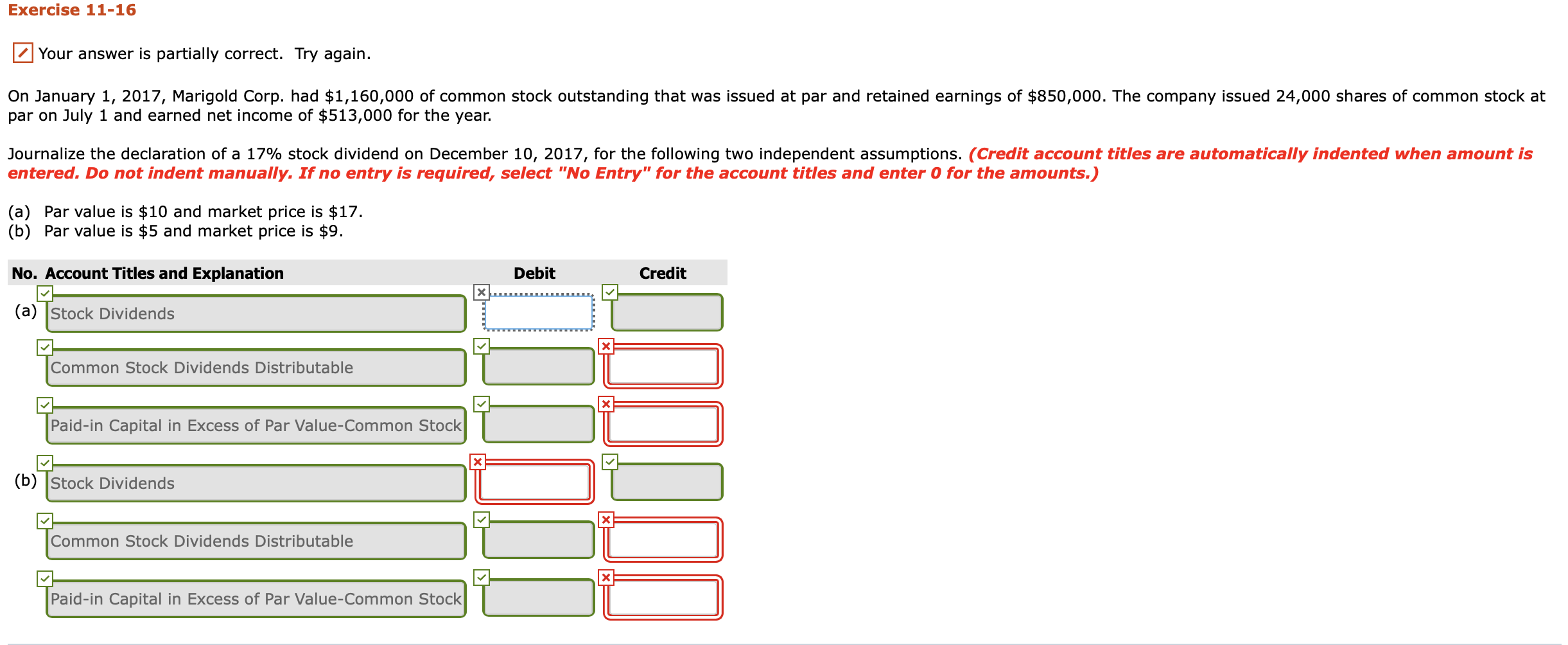 Exercise 11-16 Your answer is partially correct. Try again. On January