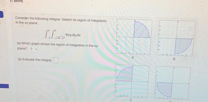 Need help! 1 point) Consider the following integral. Sketch its region of