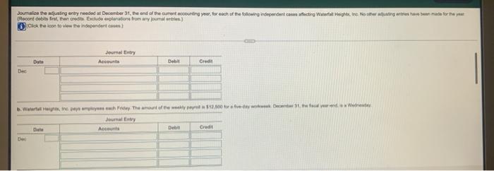current account in your, for each of the following independent cases affecting
