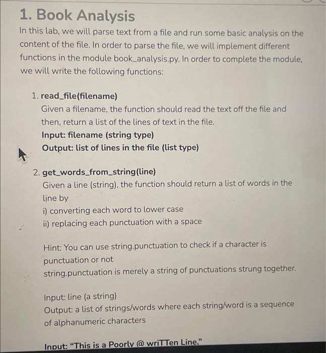  WE ARE USING PYTHON 1. Book Analysis In this lab, we