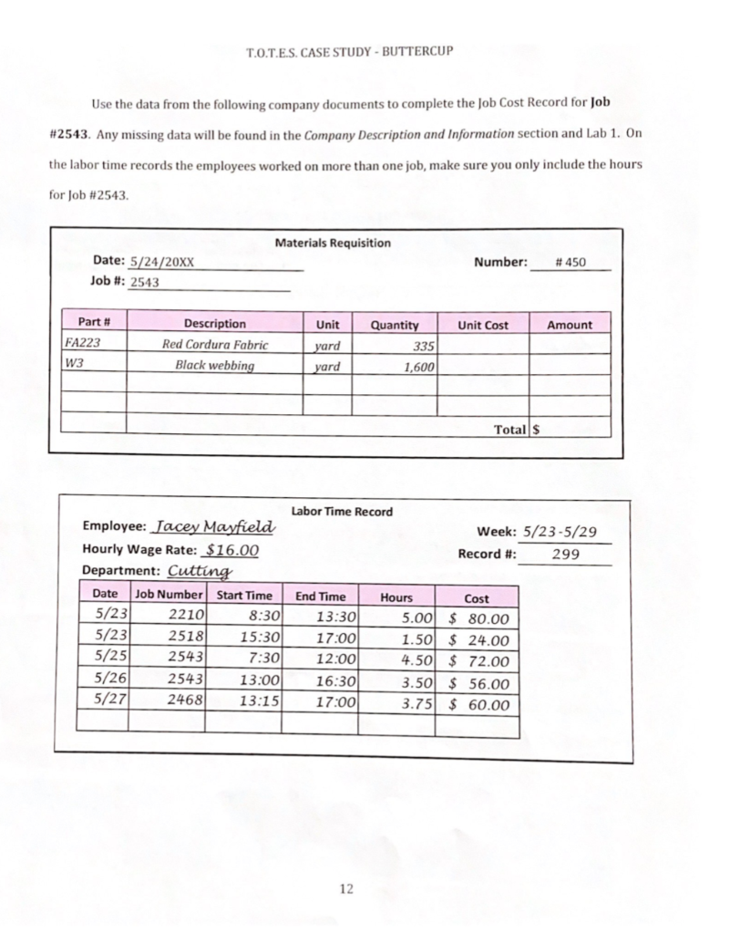 again! T.O.T.E.S. CASE STUDY - BUTTERCUP EXHIBIT 1-A: Classify costs as Period